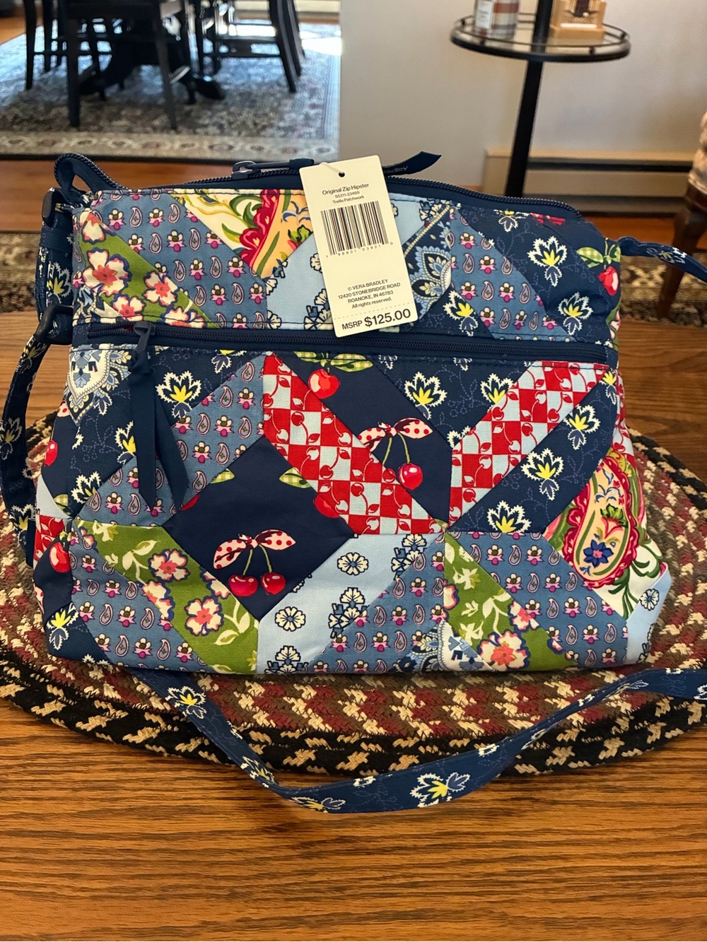 Vera Bradley Original Zip Hipster crossbody Actual NWT Trellis Patchwork